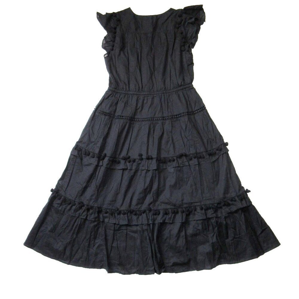 NWT J.Crew Pom-pom Midi in Black Cotton Voile Tiered Dress 6 $128 - Picture 9 of 9